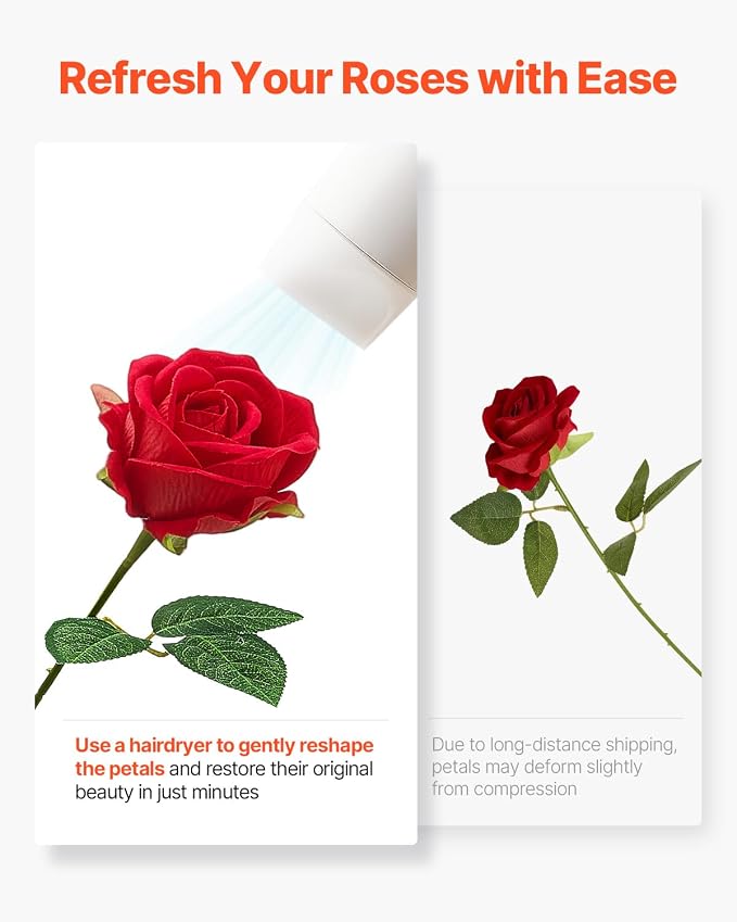 VEVOR Artificial Flowers, Faux Red Bridal Shower - Image 6