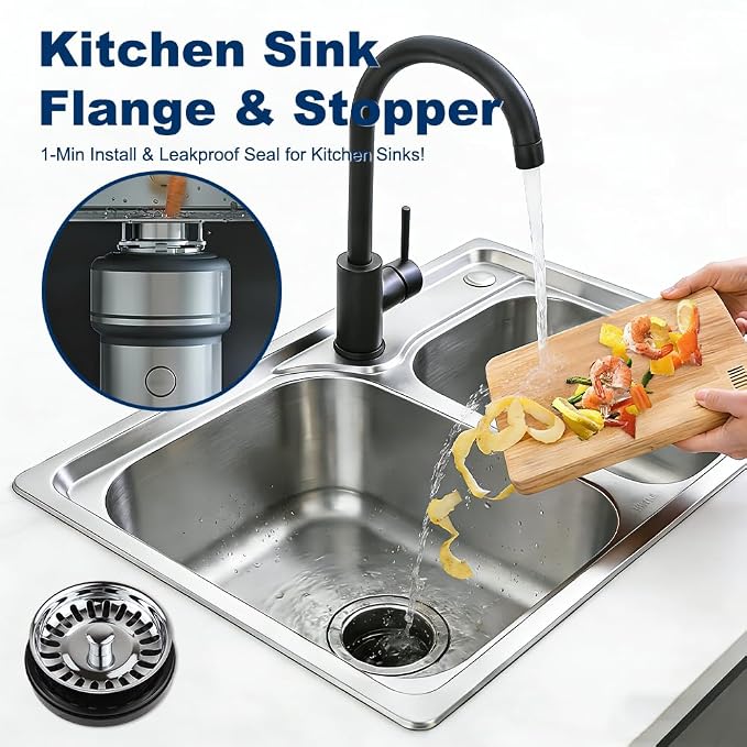 ZM Garbage Disposal Strainer and Stopper Combo, 3.5" Sink Drain, SUS 304 Steel - Image 3