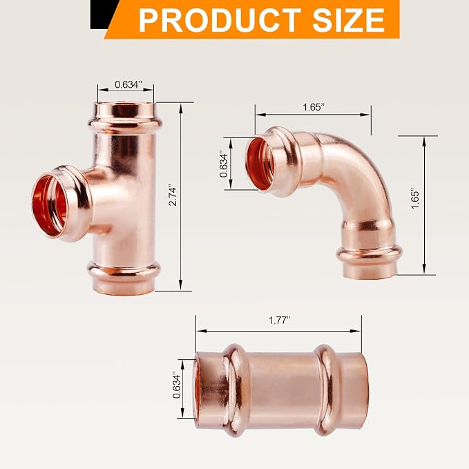 1/2" Copper Press Fittings Variety Pack - Image 2