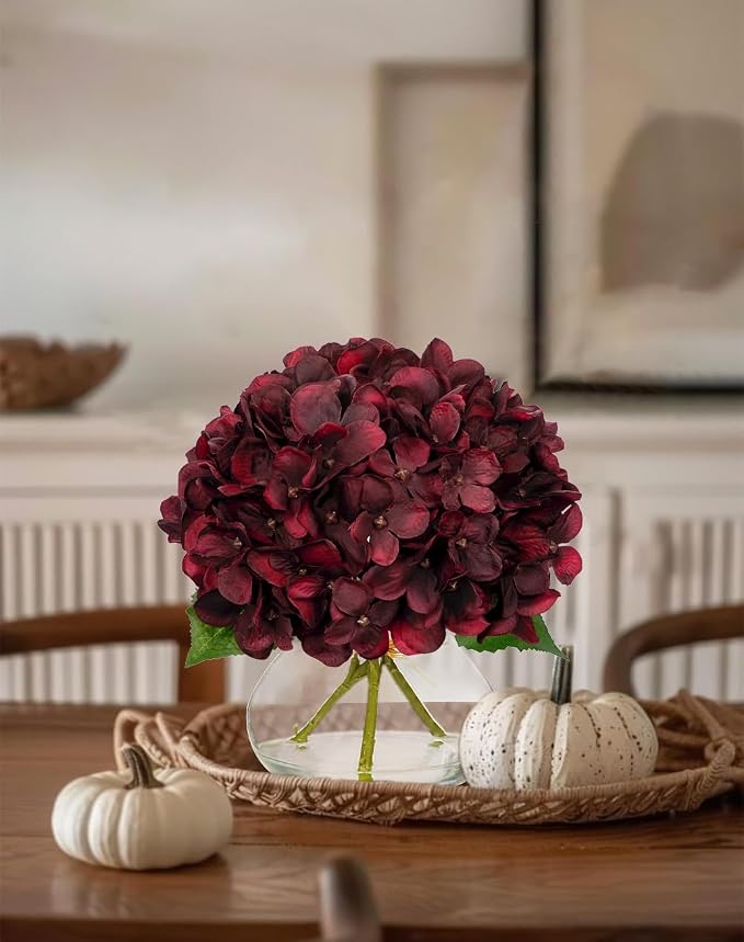 Hollyone Dark Red Fall Hydrangea Artificial Flowers - Image 6