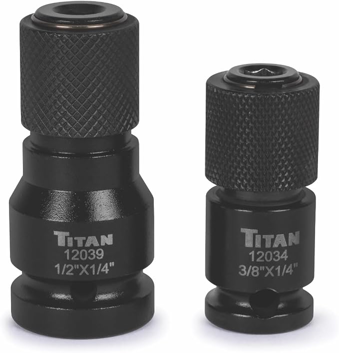 Titan 12202 2-Piece Hex Drive Quick Change Adapter Set | Includes 3/8-Inch to by Titan