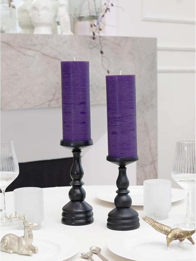 Purple Pillar Candles 3x8 Inch – Set of 2 Unscented Dripless Large Candles - Image 7