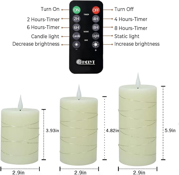 LEDHOLYT Rechargeable Flameless Candles, Embedded Star String Flickering Real - Image 6