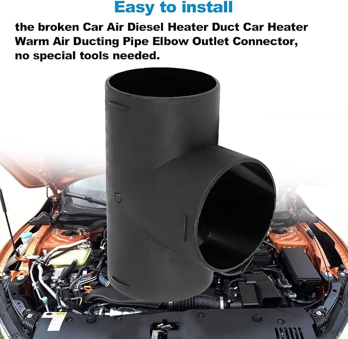 75mm Car Heater Warm 3 Way Air Ducting Pipe, Universal T Shape Outlet Connector - Image 5