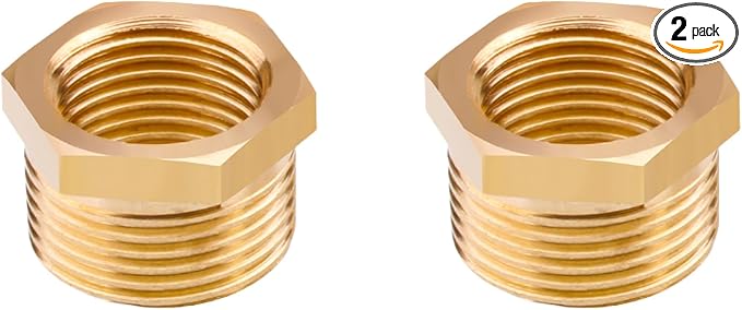 Brass Pipe Fitting Reducer Hex Bushing 1/2 NPT Male x 1/8 NPT Female Adapter by NICOLEKAY