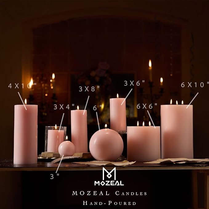 MOZEAL 3" x 8" Hand-Poured Unscented Large Candle, Smokeless Rustic Pillar - Image 4