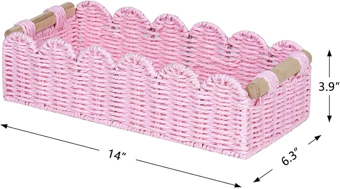 CubesLand Paper Rope Scalloped Edge Gift Basket Empty | Small Living Room - Image 6