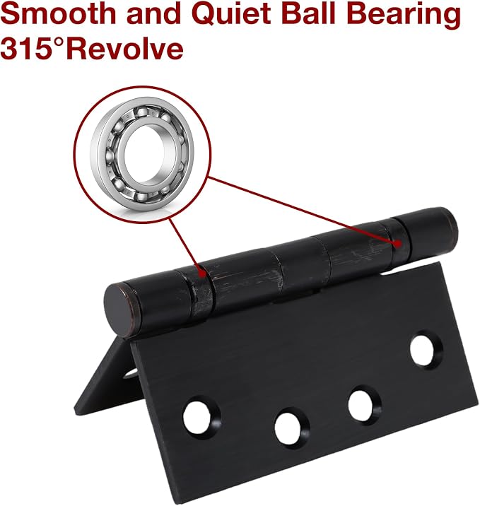 TDCHINGES Heavy Duty Door Hinges Oil Rubbed Bronze 4.5 Inch Square 2 Pack | - Image 3