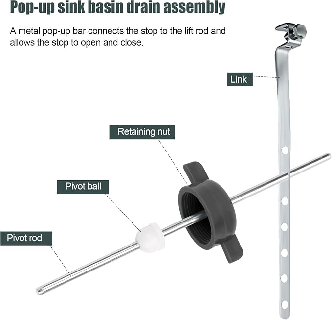 PEUTIER 3pcs Bathroom Sink Pivot Rod Replacement - Image 6