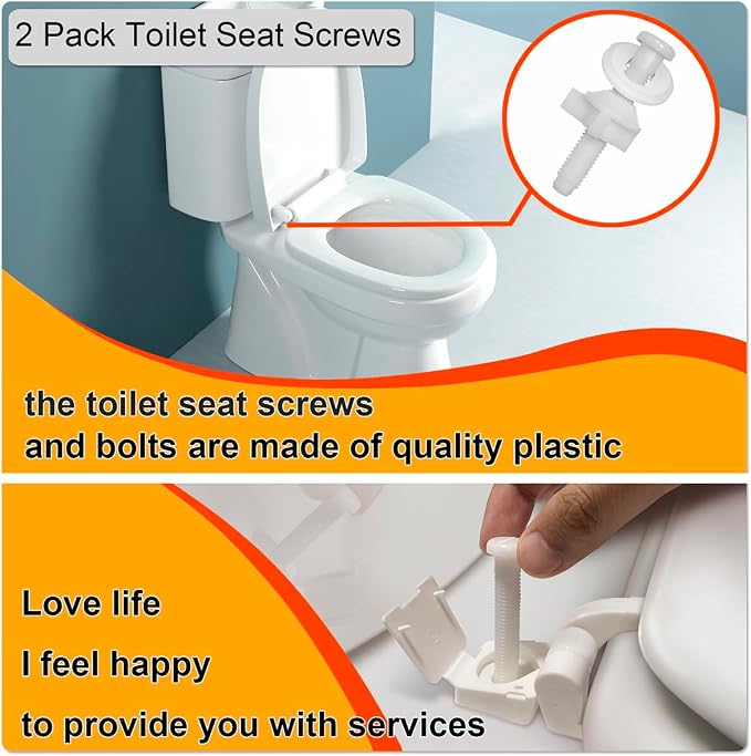 2 Pack Universal White Plastic Toilet Seat Screws Replacement, Toilet Seat - Image 5