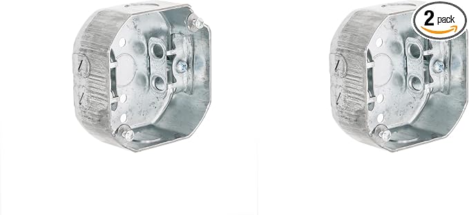 4 in. Octagon Box, 1-1/2 in. Deep, Three 1/2 in. KO's & AC/MC/Flex Clamps by Raco