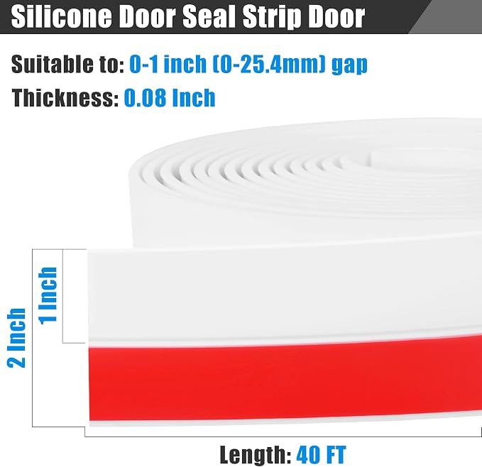 Draft Seal Tape for Doors and Windows 2 in x 40 Ft Silicone Weather Stripping - Image 2