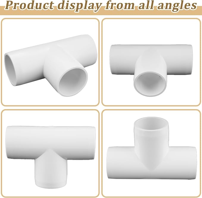 12-Packs 3/4 Inch Tee PVC Fittings, Furniture Grade Pipe Fittings 3 Way - Image 6