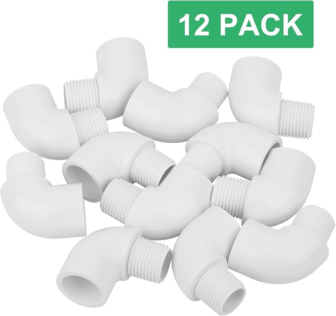 12Pack 1/2" Slip x Male Thread 90 Degree PVC Elbow Pipe Fittings, Furniture - Image 6
