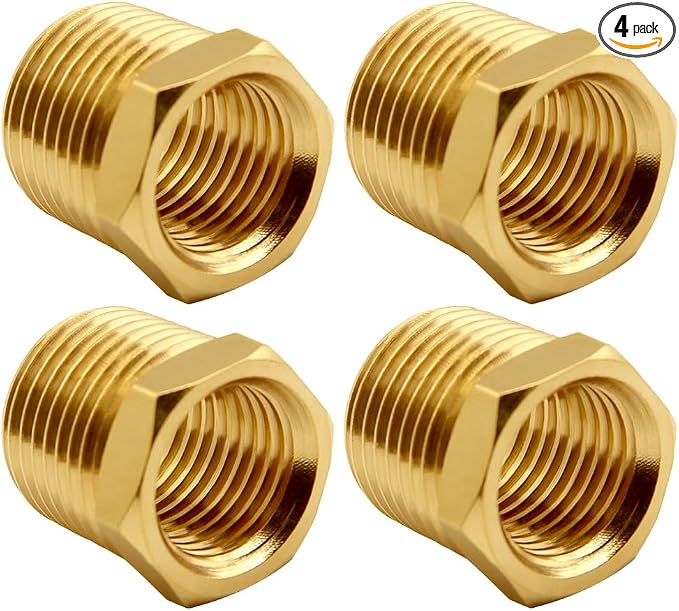 Uenede Brass 1/2" NPT Male to 3/8" NPT Female Reducer Bushing by Uenede