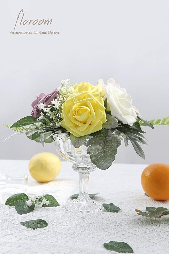Artificial Flowers 25pcs Real Looking Canary Yellow Foam Fake Roses - Image 3