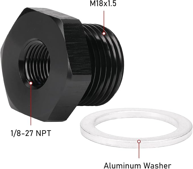 M18x1.5 Male Metric to 1/8 NPT Female Oil Pressure Sensor Adapter Fitting - Image 2