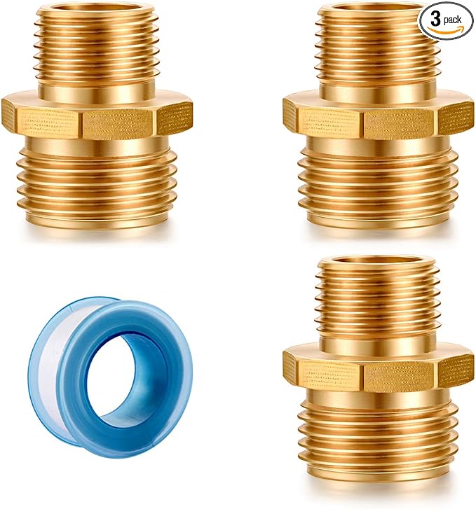 Garden hose adapter, 3/4" GHT to 1/2" NPT male connector, garden hose joint by SIGURANTA