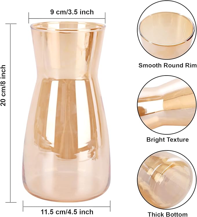 8 Inch Amber Glass Vase for Flowers, Modern Boho Table Decor | Farmhouse Vases - Image 3