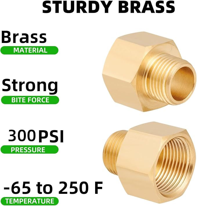 Brass Pipe Fitting, 1/2 Inch NPT Male to 3/4 Inch NPT Female Brass Pipe Hose - Image 4