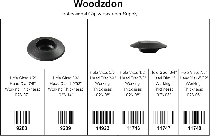 141 Pcs Auto Body Black Plastic Hole Plug Button and Flush Mount Sheet Metal - Image 3