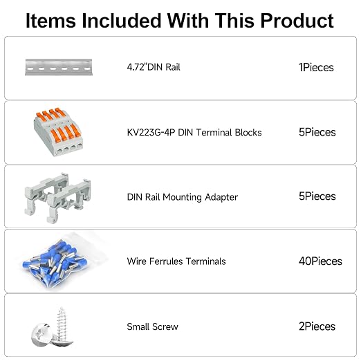 5Pcs DIN Terminal Blocks, 4 Conductor Splicing Connectors | 4 Conductor Compact - Image 3