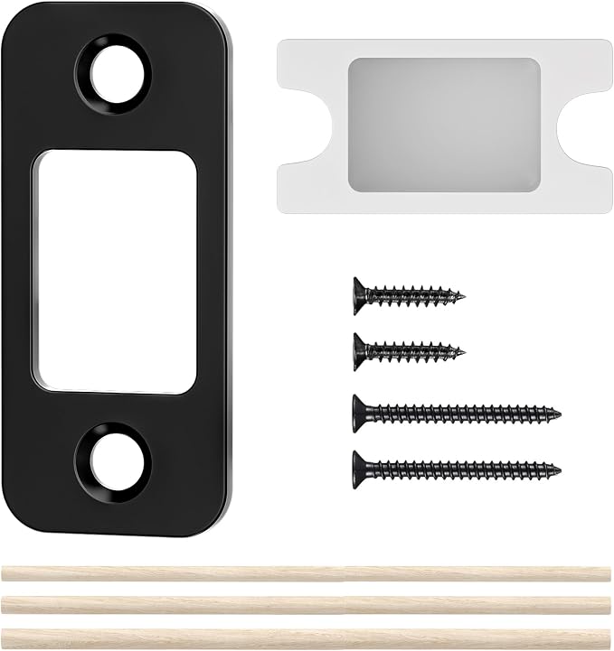 Deadbolt Strike Plate Door Backplate 1" x 2 1/4" Matte Black Round Corner | by BonKuDoo