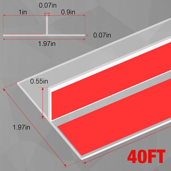 Door Draft Stopper for Side of Door Frame 1.97 in x 40 Ft T-Shaped Silicone - Image 2