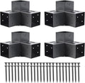 4 Pcs 4"x 4" Pergola Brackets Post | 3 Way 90° Right Angle Corner Bracket|DIY by AXWHYS