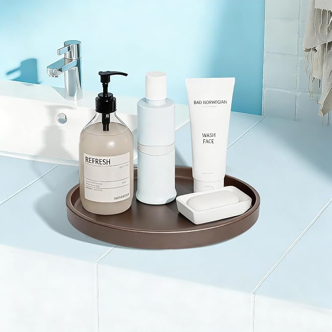 1 Pack 10" Bathroom and Vanity Tray, ABS Bathroom Counter Organizer, Coffee - Image 2