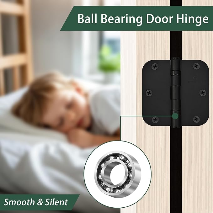304 Stainless Steel 3.5 Inch Matte Black Door Hinges Interior Hinges 5/8" - Image 3