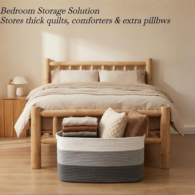 Optish 75L Large Woven Blanket Basket, Storage Basket - Image 7
