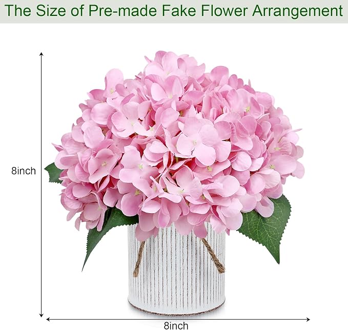 Blush Pink Flower Table Centerpieces, Hydrangeas | Floral Arrangement - Image 2