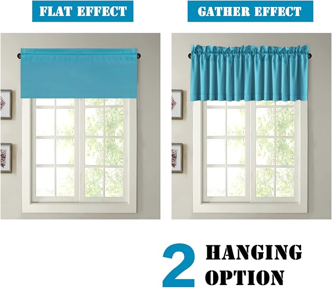 H.VERSAILTEX Blackout Valances for Windows, Turquoise Blue - Image 6