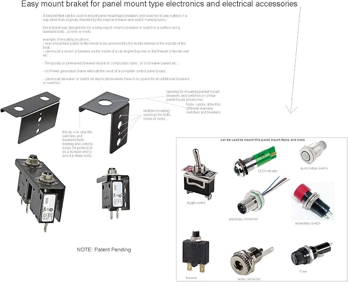 Bracket for Panel Mount Electrical Components Like Push Button Circuit Breaker - Image 5