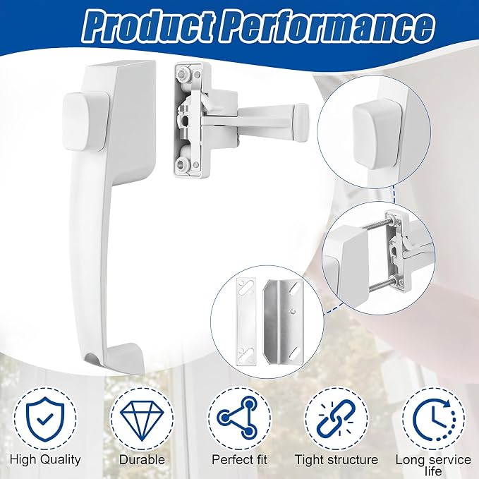Novabright 2 Set Storm and Screen Door Handle Replacement Push Button Latch | - Image 3