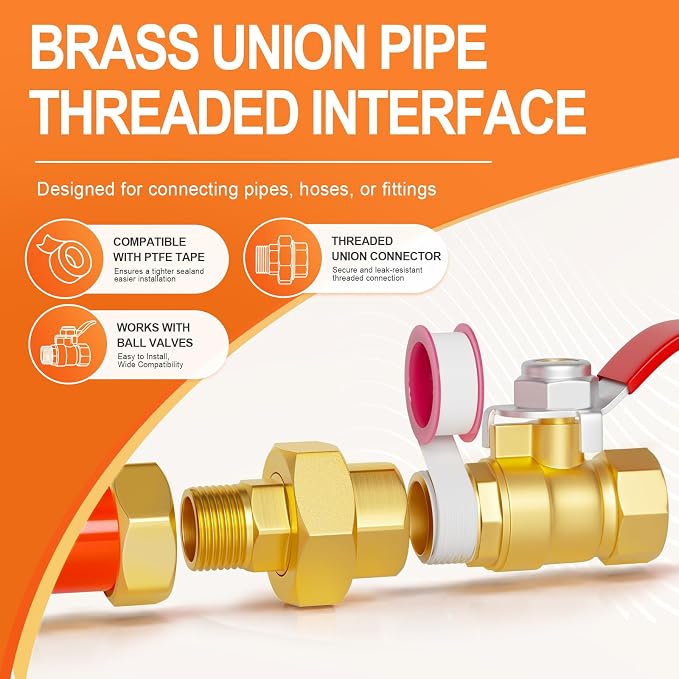 GASHER 5PCS 3/8" NPT Brass Union Pipe Fitting | 3/8 Inch Female x 3/8 Inch Male - Image 5