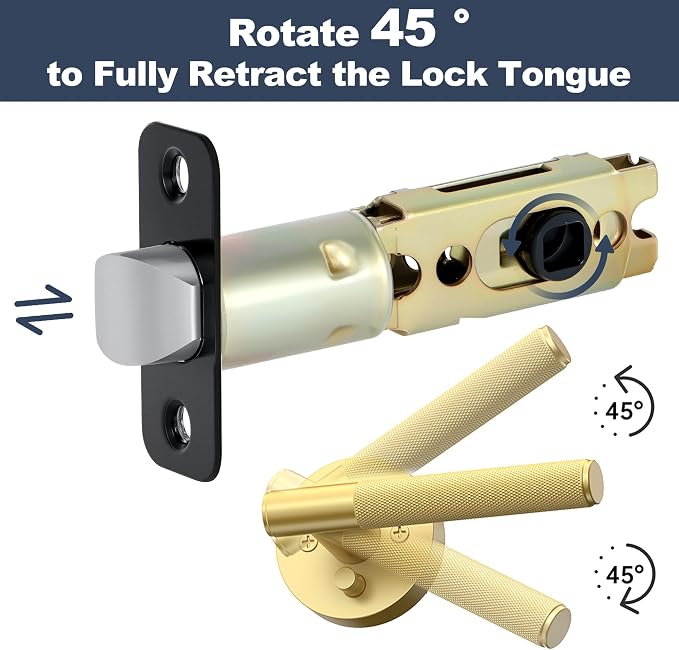 Matte Black 1 Pack Door Lock Parts, Adjustable Door Latch Replacement, Door - Image 3