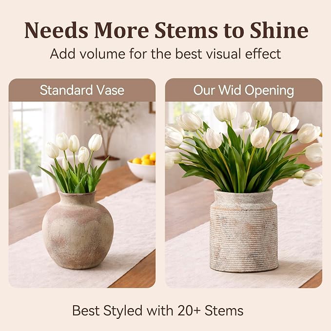 Ceramic Flower Vase 7.5 inch Farmhouse Rustic Vase - Image 4