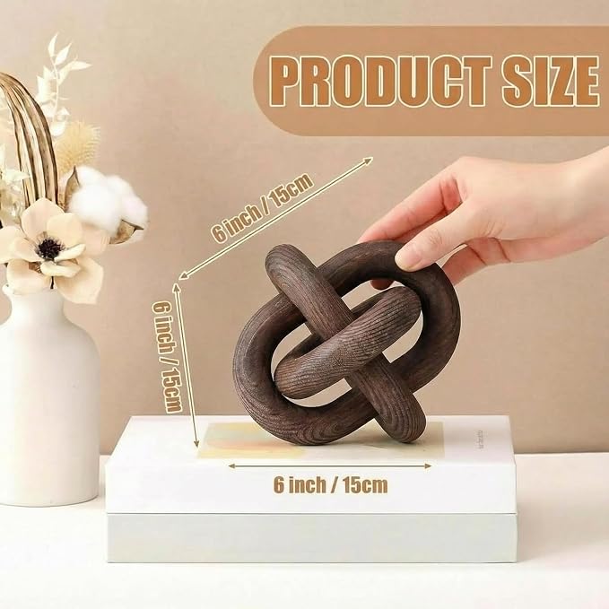 Yalikop 3 Link Wood Knot Decor Rustic Table Shelf Sculpture, Boho Decorative - Image 2