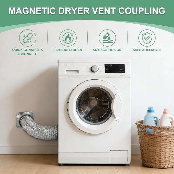 Magnetic Dryer Vent Connector Kit Airtight Seal Magnetic Dryer Vent Coupling - Image 7