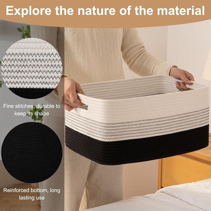 OIASKET Large Storage Basket for Organizing, Woven Rope Basket for Shelves - Image 7