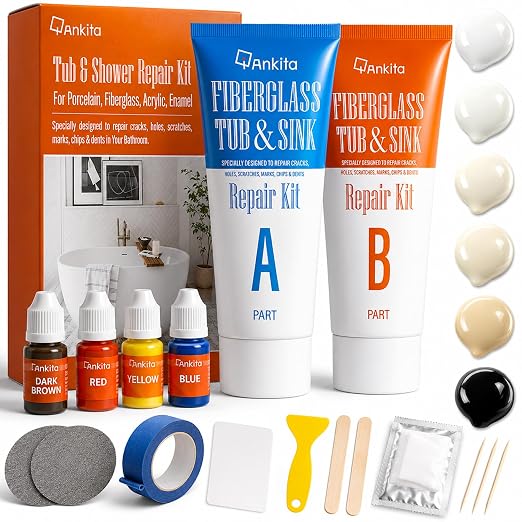 Fiberglass Tub Repair Kit, for Shower Crack & Bathtub Chip | For Porcelain by Ankita
