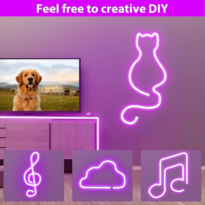 Lamomo LED Neon Lights Purple, 12V 0.39In/Cut Silicone Waterproof DIY Led Strip - Image 2