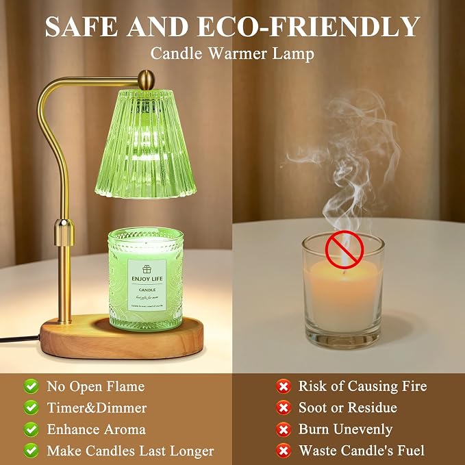 Green Candle Warmer Lamp with Timer Dimmer Adjustable Height, Birthday Gifts - Image 6
