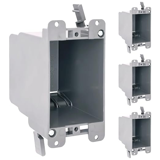 1-Gang Old Work Outlet Box, 20 Cu.in Single Gang PVC Electrical Box Swing Clamp by OhLectric