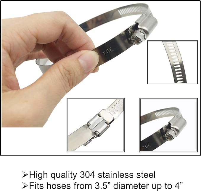 4Pcs 4" Upgraded Version Adjustable 304 Stainless Steel Duct Clamps | Thicken 4 - Image 2