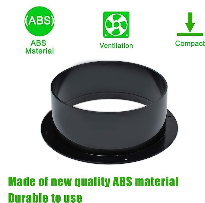 6 Inch Duct Connector Flange 4 Pack, ABS Exhaust Hose Wall Mount Adapter | - Image 3