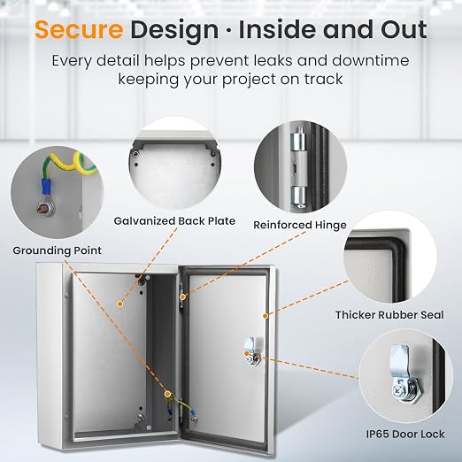 QILIPSU Metal Electrical Box IP65 Waterproof Steel Project Enclosure Lockable - Image 3