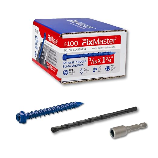 3/16 x 1-3/4" Hex Head Blue Concrete Screw Anchors by Unknown